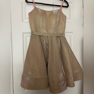 Formal dress, pink, gold, sparkly, size 0.